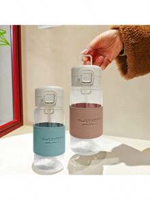 耐高温简约清新学生男女通用吸管杯，时尚吸睛INS风水瓶，配有柔韧吸管和保护盖，保温塑料水瓶，情侣礼物 - 彩色 - 查看 5