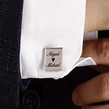 1pc Customized Cufflinks - Groom Wedding Cufflinks, Groomsman Gift Engraved Cufflinks, Father's Day Gift, Gift For Brother, Stainless Steel Graduation Gift - Multicolor - View 5