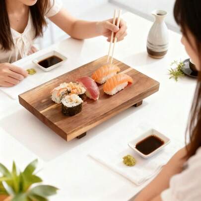 1pc Serving Tray, Rosewood Tray, Wooden Plate, Charcuterie & Cheese Board, For Desserts, Fruits, Breads, Appetizers, Vegetables, Home Decor Tray, Restaurant Serving Platter, Stool Tray, Sushi Platter