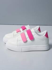 Giày thể thao mới mùa xuân/thu cho trẻ em, giày thể thao casual có quai kép và khóa dán bằng da. - trắng - Xem 1