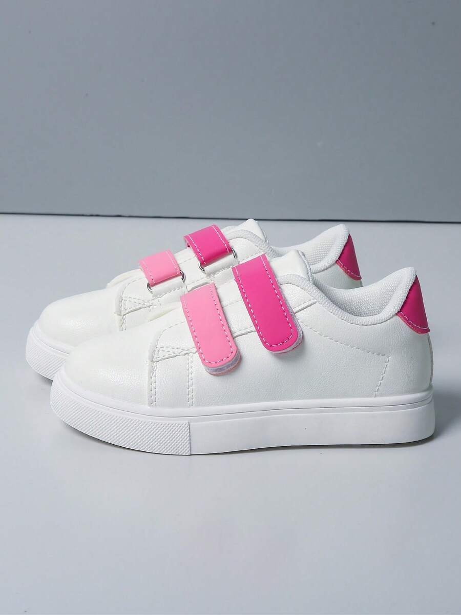 Giày thể thao mới mùa xuân/thu cho trẻ em, giày thể thao casual có quai kép và khóa dán bằng da. - trắng - Xem 1