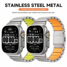 不锈钢橡胶表带，兼容 Ultra 3 49mm、Series 11/10 46mm，金属表带适用于 Watch 9/8/7/6/SE3 45mm/44mm - 42/44/45/46/49mm - 查看 11