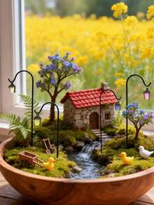 6pcs/3pcs/1pc: Glow-In-The-Dark Flower Stand, Luminous Garden Column, Mini Garden Decor Rack, Succulent DIY Accessories, Iron Art Decor For Micro Landscape, Mini Bonsai Decoration, Party Craft, Rural Outdoor Decor - A - View 6