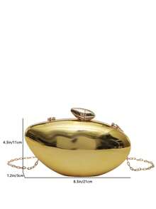 奢华时尚亚克力晚宴包，新款简约金属鹅蛋色亮面宴会链条单肩斜挎包 - 金色 - 查看 9