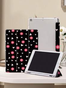 Pink Daisy, Heart Protective Case Compatible With IPad Air 4/5 10.9 Inch, IPad 7/8/9th 10.2 Inch, IPad 10th Generation,With Built-In Pencil Slot,Supports Automatic Sleep/Wake Lid,Compatible With Samsung Tab S6 10.4 Inch, Tab A9 11 Inch, Kindle Paperwhite 12th Gen 2024,Ins Glitter Style Case, Valentine's Day, New Year Gift - Multicolor - View 3