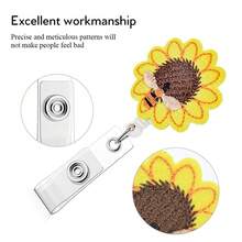 Retractable Rhinestone Sunflower Badge Reel Clip, Suitable For Nurses, Doctors, Office Personnel - C-Yellow - View 7