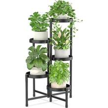 Plant Stand Indoor Outdoor, 5 Tier Corner Metal Flower Display Holder Shelf, Easy Assembly Folding Tall Orchid Rack For Patio Balcony Porch Garden Living Room House, Black - Black - View 1