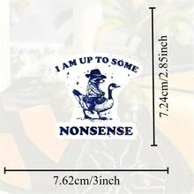 1张3英寸防水户外PVC可移除贴纸，图案为浣熊骑鹅“胡闹”贴纸，趣味浣熊图案，适用于汽车保险杠、笔记本电脑、头盔、水瓶等，调皮动物表情包乙烯基贴纸，适合青少年和男士，个性户外装饰，生日恶搞礼物 - A - 查看 2