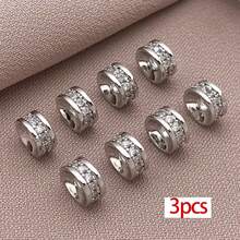 3pcs Brass Cubic Zirconia Spacer Beads Flat Round Micro Pave Zirconia Charm Beads Rondelle Rhinestone Spacer Beads For DIY Bracelet Necklace Jewelry Making Supplies - Multicolor - View 11