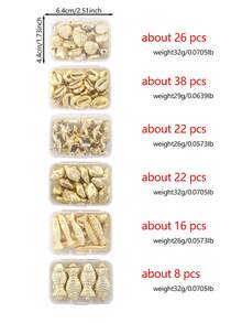 1 caja de cuentas de estrellas de mar, conchas y peces de playa de colores aleatorios para hacer collares, aretes y pulseras DIY - Océano dorado - Ver 4