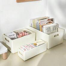 2/1 pieza Caja de almacenamiento de plástico plegable, caja de almacenamiento de estilo cajón multifuncional, caja de organización de armario de gran capacidad, caja de almacenamiento de cosméticos, caja de almacenamiento de calcetines, adecuada para organización de armarios, almacenamiento de escritorio, almacenamiento de habitaciones - puerta color crema - Ver 3