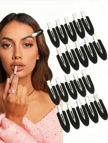 20个/套精致纯色发夹，包含黑色、白色、粉色无痛发夹 - 适合女孩和女士，适合日常化妆、洗脸等场合 - 复古无痕流苏发夹，日常必备，四季皆宜的爪夹发卡，学生用品，粉色发夹，可爱配饰，少女风，发饰，情人节配饰，头部饰品 - 彩色 - 查看 15