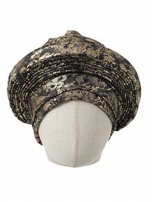 1pc Metallic Foil Party Polyester Headband, Suitable For Weddings And All Seasons - 1 Piece With Gold Foil Printing - View 13