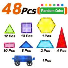 48/68/98pcs Colorful Magnetic Building Blocks Toys, Durable ABS Material, Ideal For Learning And Creative Play, Educational Toy, Perfect Birthday And Holiday Gift - Multicolor - View 9