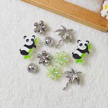 10 Stücke DIY Schuh Charms - glänzender Panda, Kokospalme, Blume dekorative Knöpfe, nicht-metallisches leichtes Material, Y2K Mode vielseitig süß unisex, geeignet für EVA Sandalen, Hausschuhe, abnehmbarer Schuh Dekor, Geschenk für Feiertage - Verschiedenfarbig - Übersicht 8
