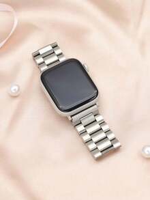 1pc Adjustable Stainless Steel Watch Band Compatible With Apple Watch Series 11 10 9 8 7 6 5 4 3 2 1 SE Ultra, Fashionable Gift For Men And Women, Fits 38mm 40mm 41mm 42mm 44mm 45mm 46mm 49mm (Watch Not Included) - Silver - View 8