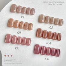 MIANEL 10ml 冬季畅销奶茶猫眼凝胶指甲油，2026新款透明裸色玻璃珠猫眼指甲油，白色指甲油，美甲用品，粉色指甲油，新年指甲油，冬季指甲油套装，适合情人节送给女性的礼物 - 彩色 - 查看 9