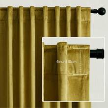 4pcs Velvet Room Darkening Curtains, Thermal Insulated Curtains, Vintage Soundproof Curtains For Living Room, Bedroom, Elegant Soft Velvet Grommet Curtains, Christmas Décor, Christmas Decorations For Home - 金色 - 查看 4
