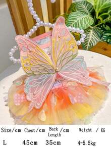 فستان كلب مزين بالفراشات واللؤلؤ، تنورة توتو أنيقة، ملابس كلاب، فستان كلب ملون، مناسب للقطط والكلاب، فستان أميرة عصري، مناسب لأي مناسبة - وردي - مشاهدة 10