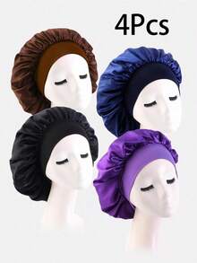 Women's Elastic Hair Bonnet 2025 Summer  Plain Color Soft Comfy Hair Care Sleep Bonnets For Preserving Hairstyle Lightweight Chic Accessories Gift Daily Use - 彩色 - 查看 7