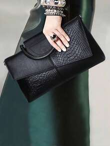 Fashionable Retro Party Clutch Bag, New Snakeskin Pattern Evening Purse, Elegant , Wedding - màu đen - Xem 1