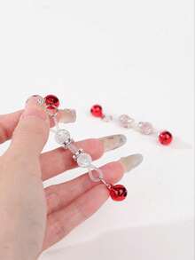 带铃铛的夹式乳头夹，无需穿孔的无痛乳环，可调节硅胶套，适合贴身穿着、角色扮演和闺房摄影 - 鈴鐺款 - 查看 4