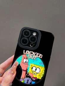 SpongeBob SquarePants 1个卡通创意海绵宝宝图案竖条纹手机保护壳，适用于三星/苹果17/16/15/14/13/12/11 Pro Max/12 Pro/14 Plus等型号 - 彩色 - 查看 6