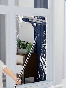 1 pieza Herramienta de limpieza de vidrio multifuncional, Limpiacristales giratorio de 360 grados para ventanas altas del hogar, Herramienta de limpieza de ventanas de doble cara - Varilla de empalme de tipo giratorio - Ver 3