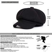1 pieza Sombrero octogonal de fieltro de lana de unicolor para mujer, boina de moda, versátil para exteriores, casual, negocios, fiestas, cálido para otoño/invierno - Multicolor - Ver 2