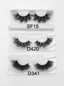 3对装 Mikiwi 18-22mm 3D 仿貂毛假睫毛套装，自然卷翘猫眼效果混合款，蓬松浓密交叉仿貂毛 3D 奢华假睫毛 - 黑色 - 查看 5