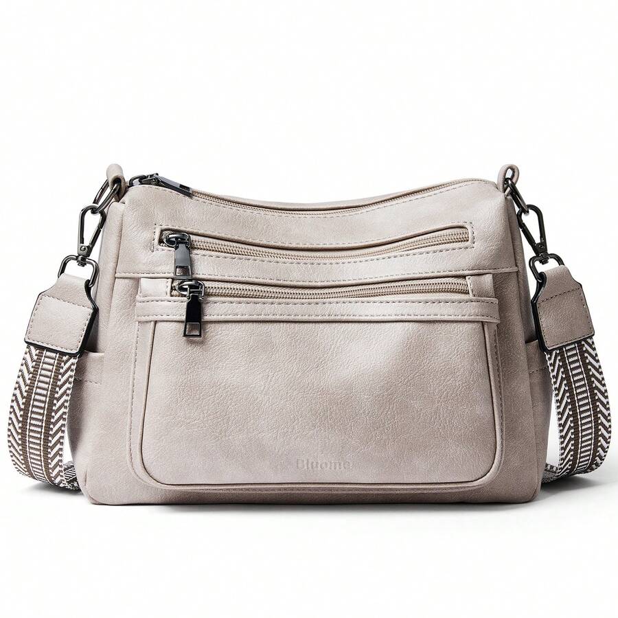 Bluome Shoulder Bag For Women – Handbag For Women Medium Size Vegan Leather Crossbody Bag Adjustable Shoulder Strap Tote Bag - Màu Xám nhạt - Xem 1