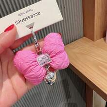 1 Pc Niche Design Sweet 3D Bowknot Heart Pendant, Multi-Use Charm For Car Keychain/Bag/Phone - Milk White 1-pc - View 5