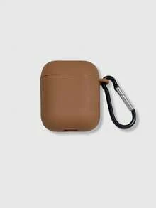 棕色苹果造型蓝牙耳机保护套,附带一个耳机挂钩,兼容 耳机盒、耳机、Pro 3 耳机盒、Pro(第二代)、3、Pro、1/2、4 耳机盒 - 棕色 - 查看 7