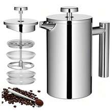 French Press Coffee Machine 600ml, Double-Layer Insulated French Press Coffee Press Stainless Steel Travel Camping (2-4 Cups, 20 Ounces) - Multicolor - View 12
