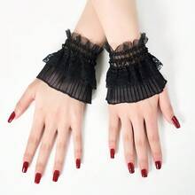 1 Pair Fashion Double-Layer Ruffle Mesh Sleeve Cuffs, Lace Tie Cuff, Lolita Style Sleeve Cuff, Sun Protection Tattoo Cover Arm Sleeves For Women - Multicolor - View 2