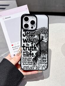 1pc Classic Slogan Design Protective Phone Case, Shockproof And Fashionable Phone Cover, Suitable For IPhone 17/17 Pro/17 Pro Max/16/11/13/15/15 Plus/15 Pro/15 Pro Max/12/14 Pro Max/11 Pro Max/12 Pro/12 Pro Max/13 Pro/13 Pro Max/14 Pro/14 Plus - Black - View 6