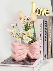 1个可爱蝴蝶结造型笔筒 - 桌面收纳盒，可放置化妆刷和办公用品，优雅的化妆刷收纳盒，是女孩和学生的理想创意装饰品（购买前请参考尺寸表） - 多色 - 查看 10