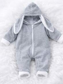 Maribaby Linens Unisex Baby  With Embroidered Bunny Hood, One Size, Fun - 淺灰色 - 查看 3