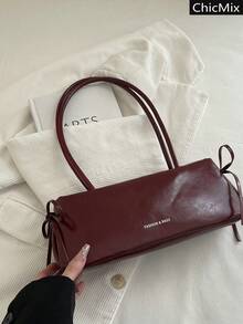 Versatile & Practical Bow Decor Shoulder Bag, Elegant & Letter Decor Underarm Bag For Women, Suitable For Shopping, Wallet, Purse, Young Ladies, College Students, Newlyweds And Office Workers. Ideal For Office, University, Work, Business, Commuting, Outdoor Activities, Travel And Outings. - Red - View 2