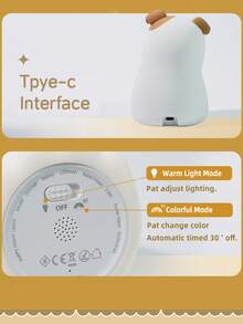 7-Color Adjustable Brightness Dog LED Night Light With 30-Minute Timer, 3 Dimming Levels, USB Rechargeable Bedside Lamp For Bedroom Decor - Multicolor - View 7