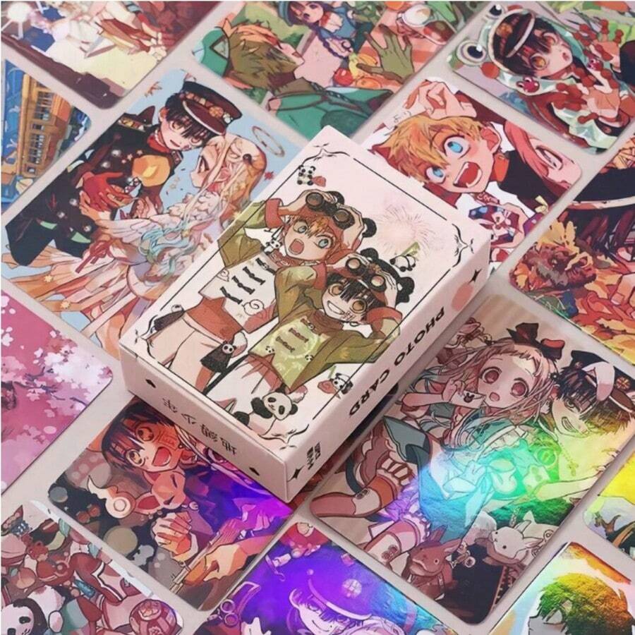 55张《地缚少年花子君》全息动漫人物卡片，闪亮LOMO明信片[8.6*5.7cm]，派对礼物，生日礼物，圣诞礼物（包装样式随机） - 彩色 - 查看 1