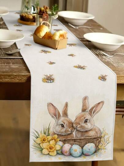 1 fel de masă cu model de iepuraș de Paște, fel de masă pentru decor acasă cu model de ouă de Paște, decor pentru casă de Paște, 1 fel de masă, 4 feluri de șervețele, 1 față de pernă, 3 produse disponibile, decor pentru casă, accesorii pentru petreceri de interior/exterior, decorare cameră. Potrivit pentru decorul bucătăriei de Paște și decorarea petrecerilor pentru evenimente.