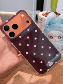 简约可爱黑白波点手机壳，兼容 17 Pro Max、16、15、14 Plus、13、12、11、14、15、16 Pro Max，带保护后盖 - 棕色底波點 - 查看 6