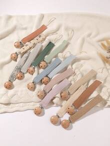 2 piezas Clips para chupete, cadenas para chupete con lazo de moda en rosa, morado, marrón, albaricoque, adecuado para uso diario, viajes y hogar de niños y niñas - Multicolor - Ver 1