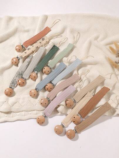 2pcs Pacifier Clips, Fashion Bow Pacifier Chains In Pink, Purple, Brown, Apricot, Suitable For Boys And Girls Daily Use, Travel, Home