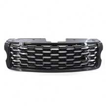 Plastic Front Grille Set, Car Center Grille Front Grills Trim Compatible For Land Rover Range Rover (2013-2017), Honeycomb Pattern - Semi-electroplation - View 2
