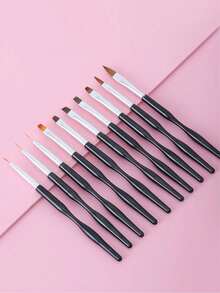 10pcs/Set Black Nail Art Pens, 3D Nail Gel Pens, Professional Acrylic Pens, Gradient Nail Art DIY Tools Accessories - Multicolor - View 11