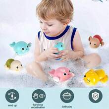 Juguetes de agua para el baño de niños (ojos de cangrejo aleatorios), pato de dibujos animados lindo, juego educativo, juguetes para la piscina de agua, juguetes antiestrés, juguetes sensoriales, juegos para recién nacidos, Navidad, tortuga, delfín, pez payaso, elefante, pingüino, juguetes de baño de animales, juguetes para la ducha y la bañera, juguetes rociadores, regalos para niñas pequeñas, juguetes para el baño de bebés de 2 años, regalos de cumpleaños, accesorios para bebés, artículos esenciales, regalos de Halloween - Multicolor - Ver 4