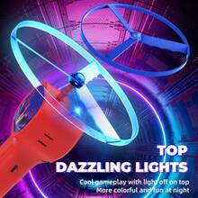 SKYQITIAN Outdoor Glow-In-The-Dark UFO Bamboo Dragonfly Launcher [Includes 6 Small Flying Butterflies, No Need To Worry About Losing Them] Parent-Child Interactive Electric Toy,Powerful Motor,One-Button Launch, Training Children's Outdoor Reaction Skills. - Yellow - Comes With 6 Small Flying Saucers - View 2