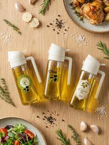 1pc 400ml PET Material Olive Oil Spray Bottle With Measurement Scale, Sprayer And Pump In One, Refillable, Suitable For Olive Oil, Cooking Oil, Soy Sauce, Salad Dressing And Other Liquids - Multicolor - View 3